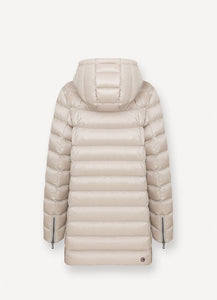 Colmar Hooded A-Line Down Jacket in Stone