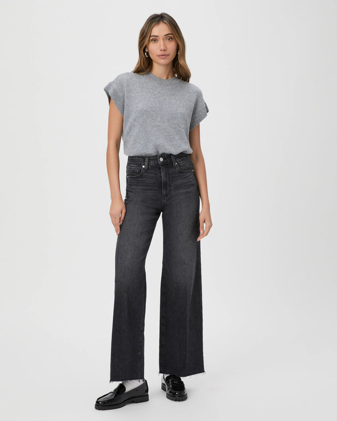 Paige Anessa 31' Wide-Leg Jeans in Viper Black Distressed