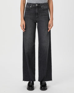 Paige Anessa 31' Wide-Leg Jeans in Viper Black Distressed