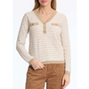 Leo & Ugo Check Button Cardigan in Cream/Gold