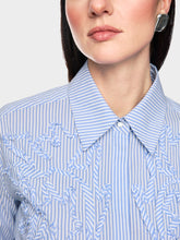 Load image into Gallery viewer, MarcCain Striped Blouse with Floral Detail
