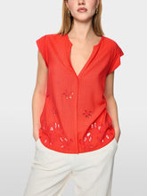 Load image into Gallery viewer, MarcCain Top with Broderie Anglaise in Bright Red
