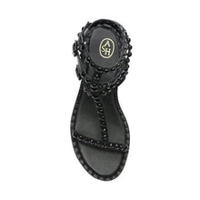 Load image into Gallery viewer, Ash Play Tonal-Studded Flat Sandal in Black
