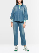 Load image into Gallery viewer, MarcCain Sprty Denim Blouse with Stand-Up Collar

