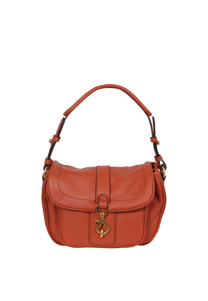 Abro Medium Star Saddle Leather Shoulder Bag in Orange