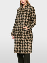 Load image into Gallery viewer, MarcCain Houndstooth Coat with Faux Fur Collar in Tan
