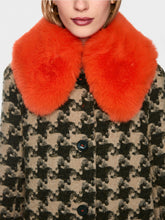 Load image into Gallery viewer, MarcCain Houndstooth Coat with Faux Fur Collar in Tan
