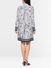 Load image into Gallery viewer, MarcCain Midi dress with graphic print in purple rose
