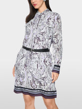 Load image into Gallery viewer, MarcCain Midi dress with graphic print in purple rose
