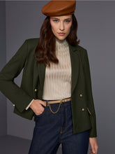 Load image into Gallery viewer, MarcCain Fitted Double-Breated Blazer in Forest Night
