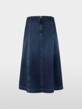 Load image into Gallery viewer, MarcCain Denim Skirt with Pleated Detail in Vintage Indigo
