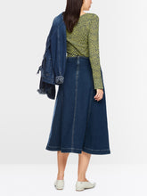 Load image into Gallery viewer, MarcCain Denim Skirt with Pleated Detail in Vintage Indigo
