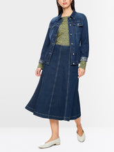 Load image into Gallery viewer, MarcCain Denim Skirt with Pleated Detail in Vintage Indigo
