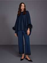 Load image into Gallery viewer, MarcCain Knitted Poncho with Feathers
