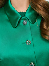 Load image into Gallery viewer, MarcCain Satin Jacket with Rhinestone Buttons
