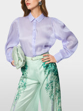 Load image into Gallery viewer, MarcCain Puffy-Sleeve Blouse in Purple Heather
