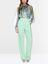Load image into Gallery viewer, MarcCain Silk Pussy Bow Blouse in Misty Jade

