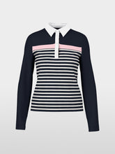 Load image into Gallery viewer, MarcCain Ribbed texture polo shirt with stripes
