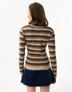 Leo & Ugo V-Sweater Navy/Beige