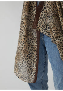 Codello PLEATED SCARF MADE FROM RECYCLED POLYESTER WITH A LEOPARD PRINT IN CAMEL