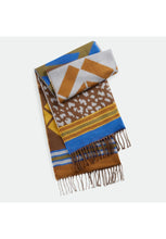 Load image into Gallery viewer, Codello Woven Scarf in Pattern Mix with Long Fringes in Brown
