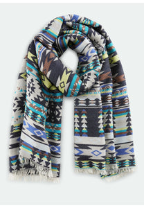 Codello scarf with Woven Ethno-Norwegian Pattern Blue