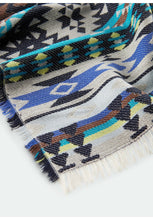 Load image into Gallery viewer, Codello scarf with Woven Ethno-Norwegian Pattern Blue
