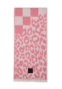 Codello Warm XL Scarf in a Leopard Check Mix in Pink