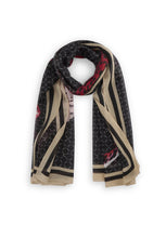 Load image into Gallery viewer, Codello Scarf with Monogram Pattern and Leopard in Black
