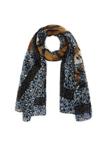 Load image into Gallery viewer, Codello Scarf with Leopard Pattern and XL Tiger in Blue
