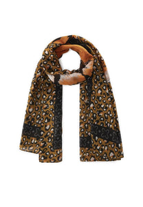 Codello Scarf with Leopard Pattern and XL Tiger in Camel