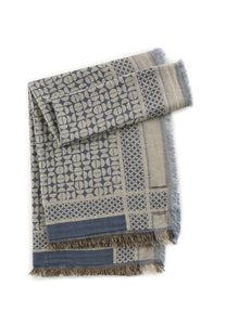 Codello Jacquard Scarf with Woven Bauhaus Pattern in Blue