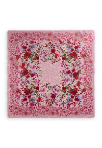 Codello Premium Carre made of Pure Silk with a Floral Pattern in Pink