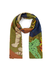 Codello Animal Motifs Scarf in Green