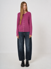 Load image into Gallery viewer, Repeat 100% Cashmere Fine-Knit Cardigan in Grape
