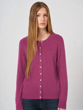 Load image into Gallery viewer, Repeat 100% Cashmere Fine-Knit Cardigan in Grape

