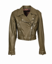 Load image into Gallery viewer, Oakwood Tory Leather Jacket in Kaki Fonce
