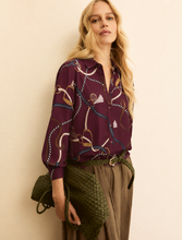 Load image into Gallery viewer, Emme Parole Blouse in Bordeaux Buckles Print

