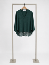 Load image into Gallery viewer, Herzen Knitted Poncho Sweater in Bottle Green

