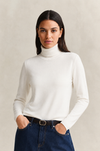Load image into Gallery viewer, Gant Slim Ribbed Turtleneck in Eggshell
