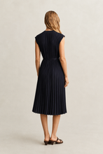 Load image into Gallery viewer, Gant Belted Pleated Dress in Evening Blue
