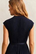 Load image into Gallery viewer, Gant Belted Pleated Dress in Evening Blue
