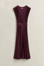 Load image into Gallery viewer, Gant Belted Pleated Dress in Darkened Wine
