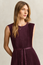 Load image into Gallery viewer, Gant Belted Pleated Dress in Darkened Wine
