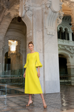 Load image into Gallery viewer, Fely Campo Straight Midi Dress with Sleeve Detail
