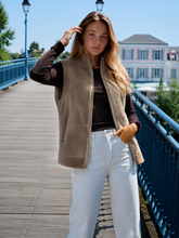 Load image into Gallery viewer, Oakwood Chelly Faux Shearling Reversable Gilet in Taupe
