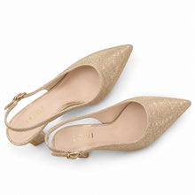 Load image into Gallery viewer, Lodi Sling-Back Court Shoes in Sparkly Gold
