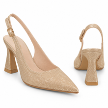 Load image into Gallery viewer, Lodi Sling-Back Court Shoes in Sparkly Gold
