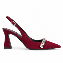 Load image into Gallery viewer, Lodi Nika Sling-Back High Heels in Burgundy
