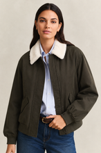 Load image into Gallery viewer, Gant Padded Bomber Jacket in Dark Moss Green
